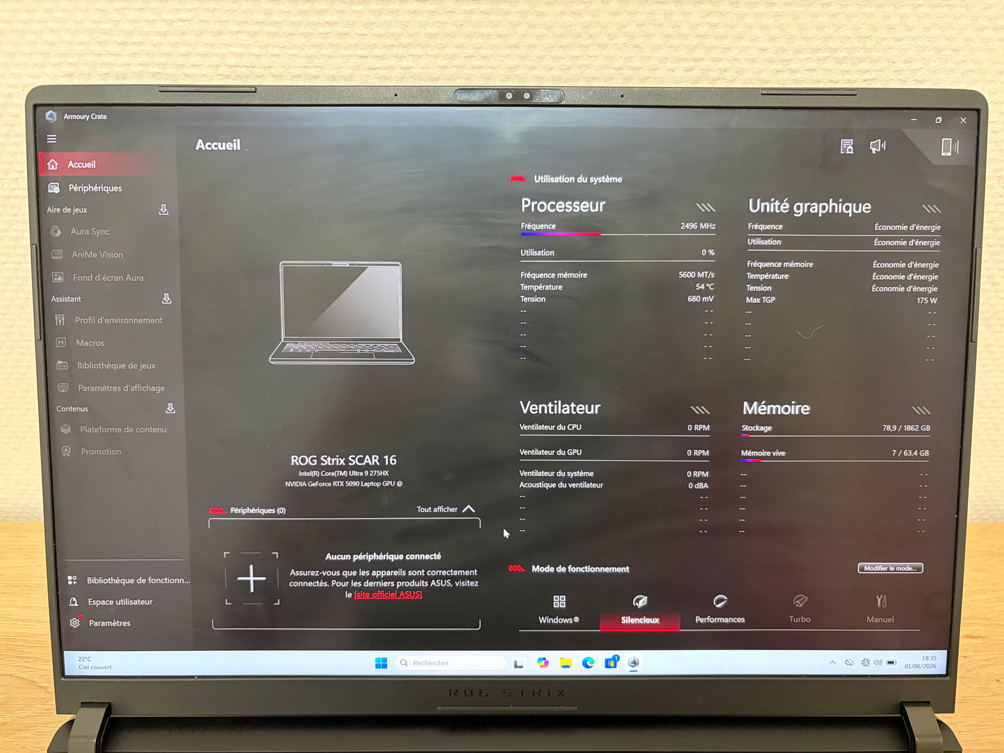 ASUS ROG Strix SCAR 16 2025 - RTX 5090 - Ultra 9 - 64 Go - 2 To